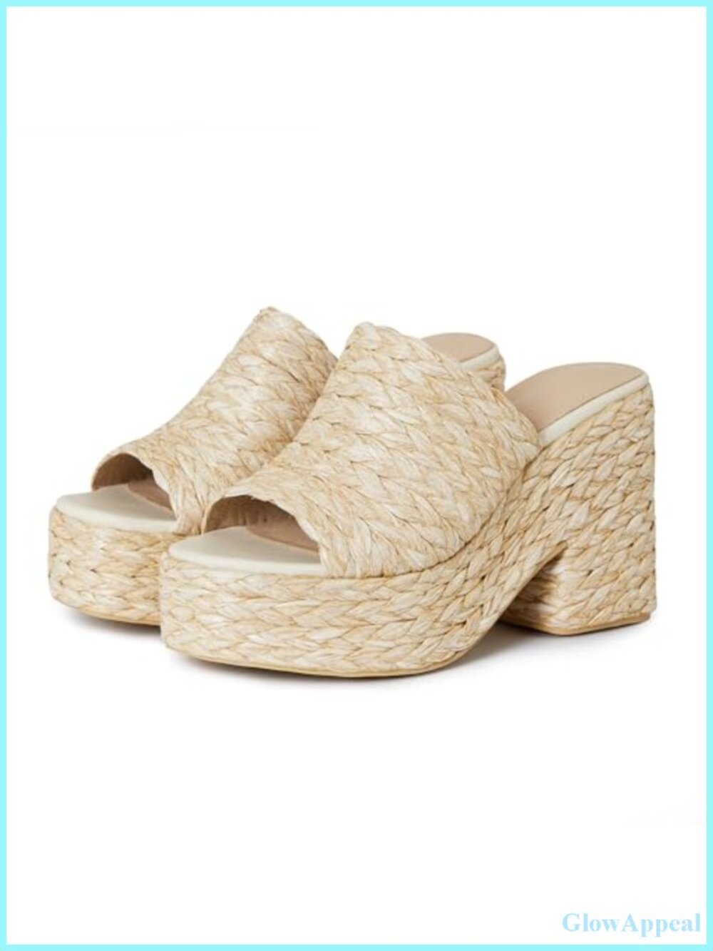 Platform Wedge Sandals Espadrilles Raffia Heels Slip On Open Toe - Picture 1 of 6
